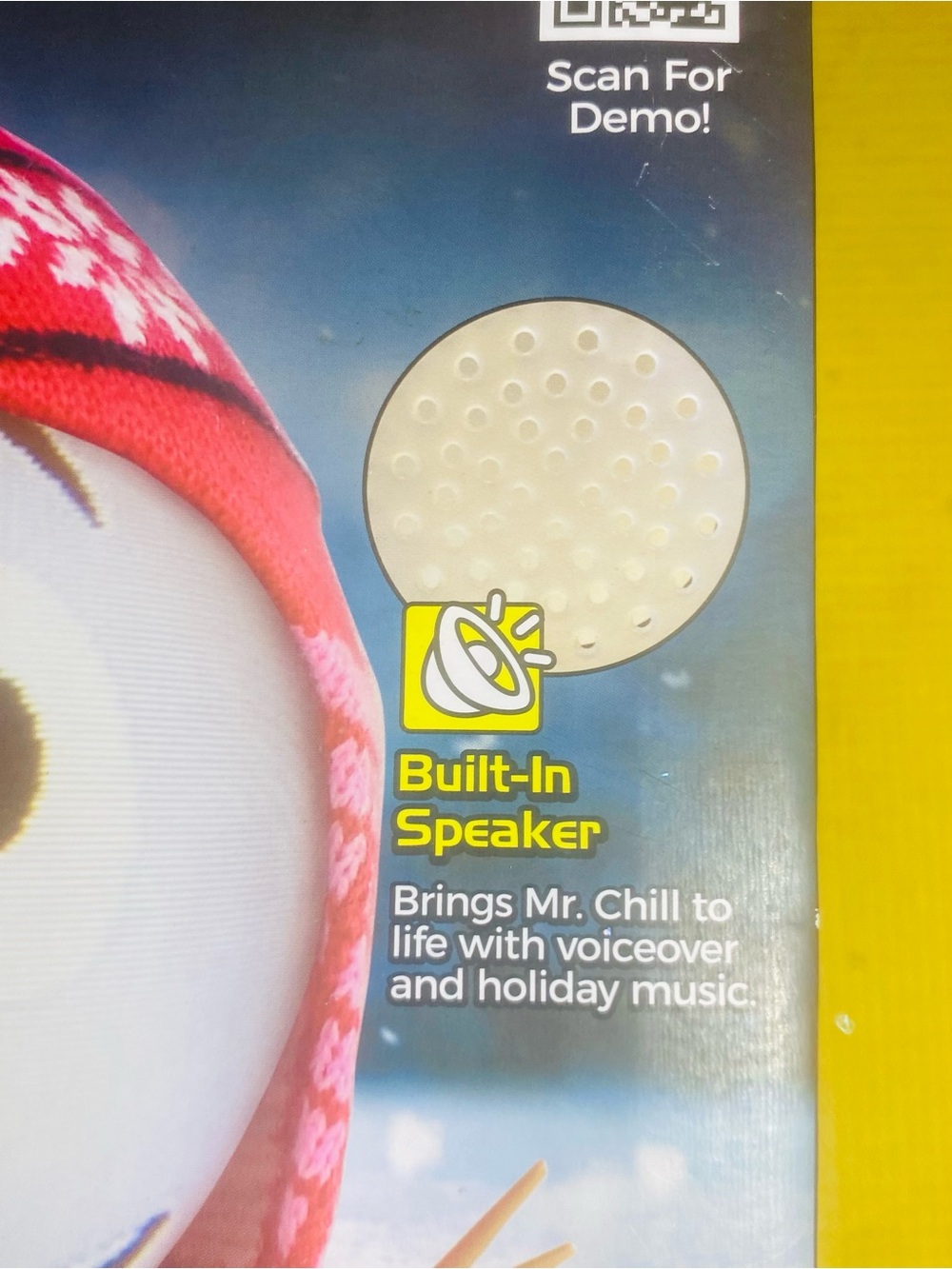 Mr. Chill Animated Snowman Figure - Pink Hat, White Face, Green Jacket - Picture 6 of 7